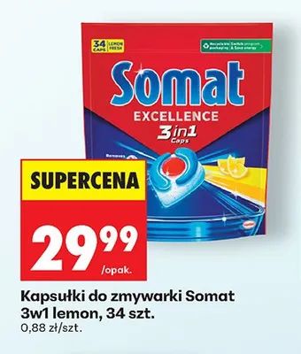 Kapsułki do zmywarki Somat Excellence 3w1 Lemon promocja w Biedronka