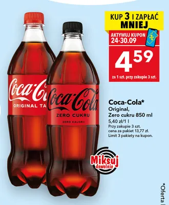 Napój gazowany Coca-Cola Zero cukru promocja w LEWIATAN
