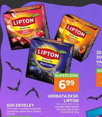 Herbata ekspresowa Lipton jabłko-rabarbar promocja w Stokrotka