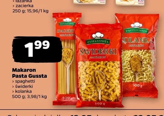 Makaron Pasta Gussta świderki promocja w Netto