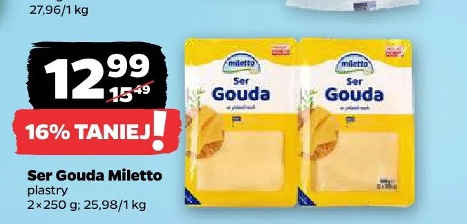 Ser Gouda Miletto plastry promocja w Netto