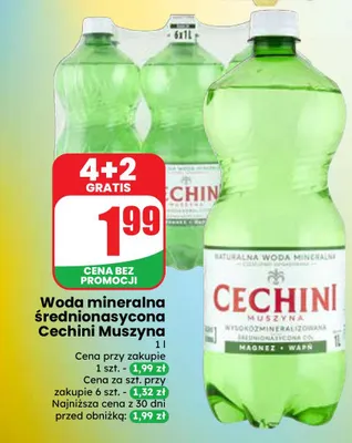 Woda mineralna gazowana średnionasycona Cechini Muszyna promocja w Dino