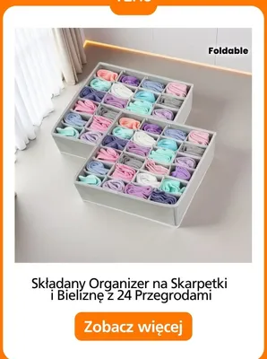 Składany organizer na skarpetki i bieliznę z 24 przegrodami promocja w Temu
