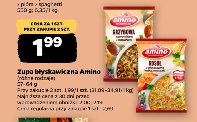 Zupa błyskawiczna Amino promocja w Netto