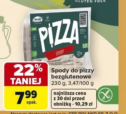 Spody do pizzy bezglutenowe Incola promocja w Carrefour