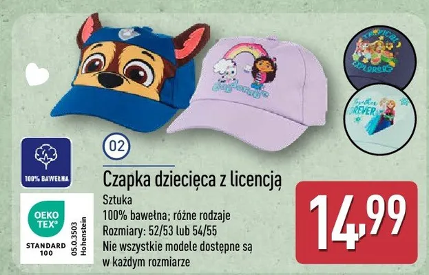 Czapka dziecięca z licencją promocja w Aldi