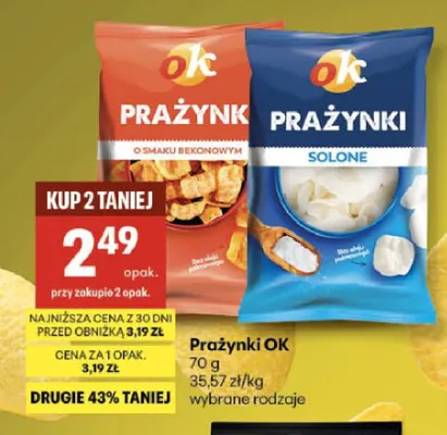 Prażynki OK o smaku bekonowym promocja w Delikatesy Centrum