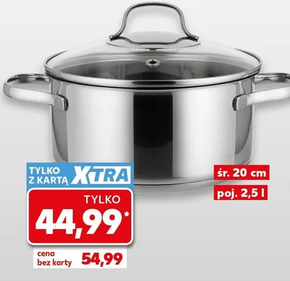 Garnek stalowy wielowarstwowe dno, ze szklaną pokrywką z wylotem pary śr. 20cm poj. 2,5l Silvercrest promocja w Kaufland