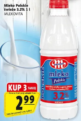 Mleko Polskie świeże 3.2% Mlekovita promocja w Prim Market