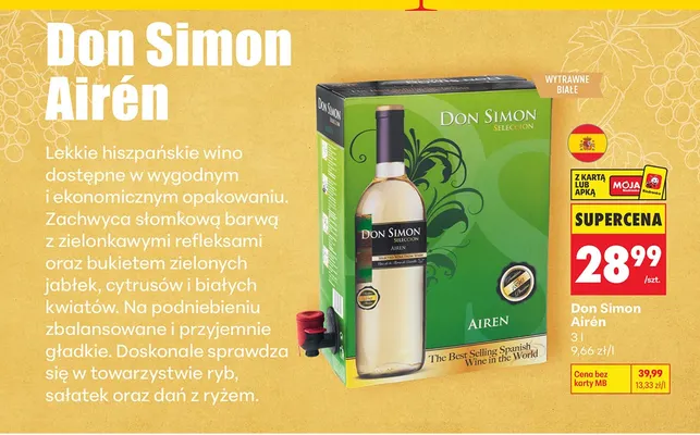 Wino białe Don Simon Airén promocja w Biedronka