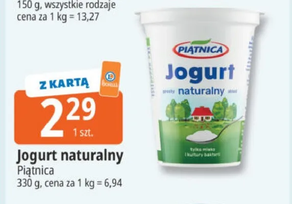 Jogurt naturalny Piątnica promocja w Leclerc