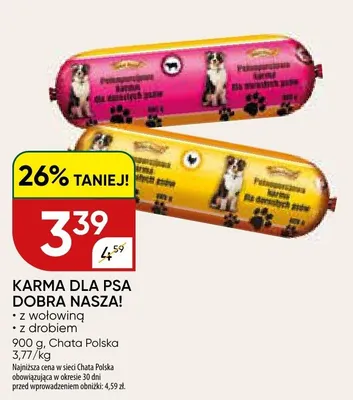 Karma dla psa z wołowiną / z drobiem promocja w Chata Polska