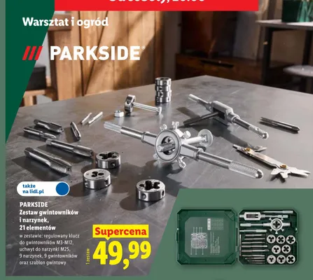 Zestaw gwintowników i narzynek Parkside 21 elementów promocja w Lidl