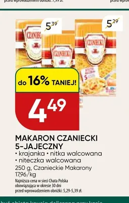 Makaron Czaniecki 5-jajeczny nitka walcowana promocja w Chata Polska
