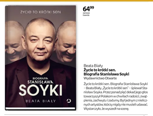 Książka Życie to krótki sen. Biografia Stanisława Soyki Beata Biały promocja w Empik