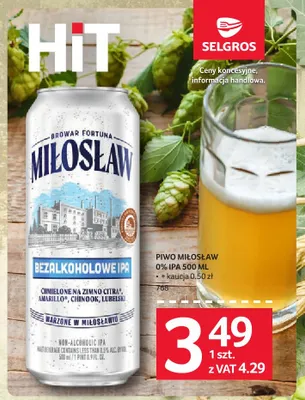 Piwo bezalkoholowe Miłosław IPA promocja w Selgros