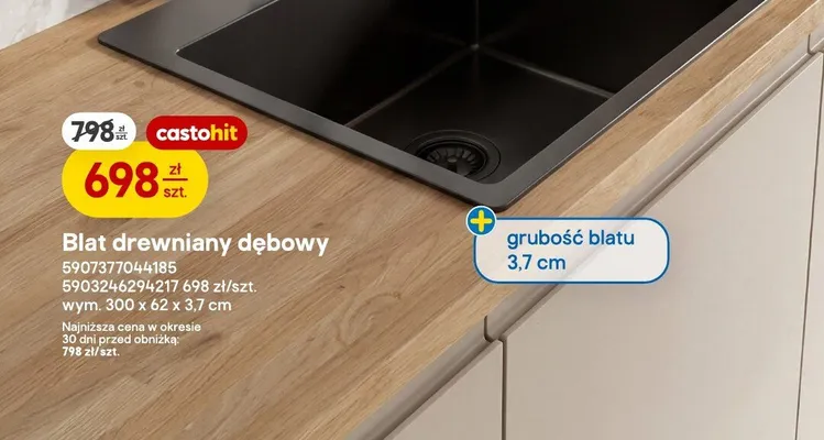 Blat drewniany dębowy promocja w Castorama