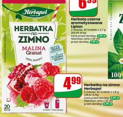 Herbatka na zimno Herbapol Malina Granat promocja w Dino
