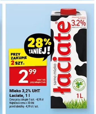 Mleko UHT 3,2% Łaciate promocja w Twój Market