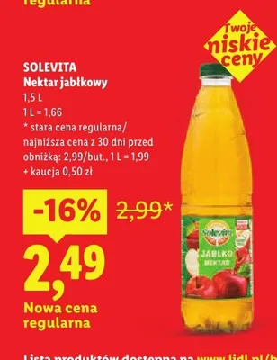 Nektar jabłkowy Solevita promocja w Lidl