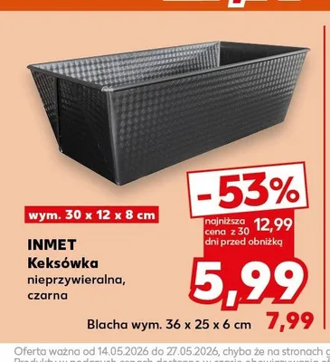 Keksówka nieprzywieralna czarna INMET wym. 30x12x8cm promocja w Kaufland