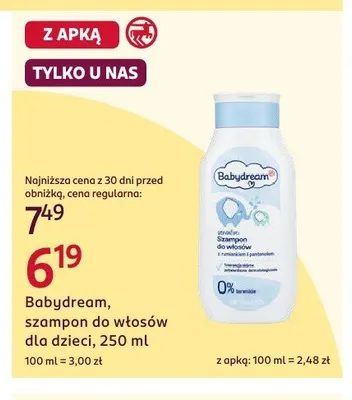 Szampon do włosów dla dzieci Babydream promocja w Rossmann