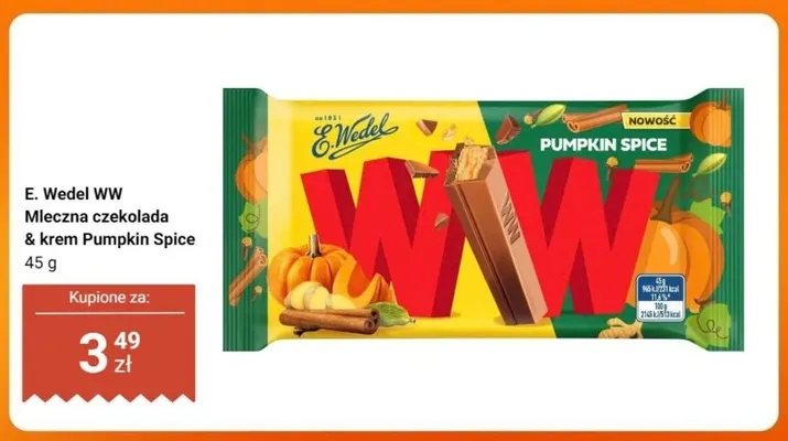 WW mleczna czekolada & krem Pumpkin Spice promocja w Dino