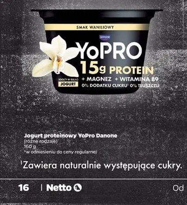 Jogurt proteinowy YoPro Danone o smaku waniliowym promocja w Netto