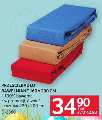 Prześcieradło bawełniane 160 x 200 cm promocja w Selgros