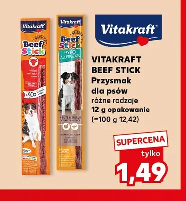 Przysmak dla psów Beef Stick Hypoallergenic z indykiem i strusiem Vitakraft promocja w Kaufland