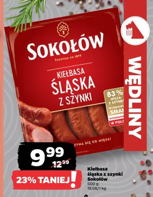 Kiełbasa śląska z szynki Sokołów promocja w Netto