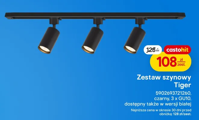 Zestaw szynowy Tiger czarny, 3 x GU10 promocja w Castorama