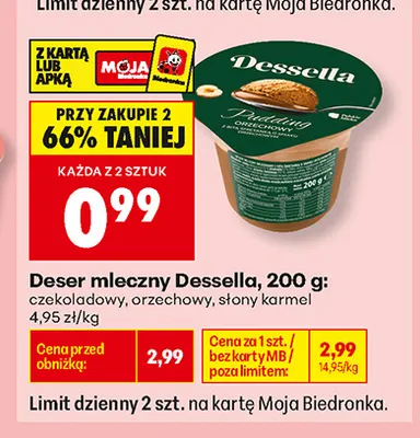 Deser mleczny Dessella orzechowy promocja w Biedronka