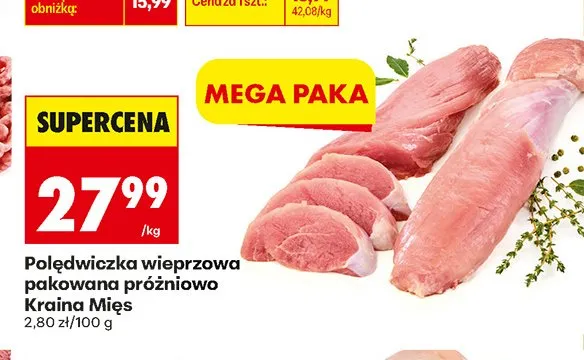 Polędwiczka wieprzowa pakowana próżniowo Kraina Mięs promocja w Biedronka