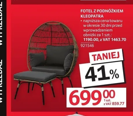 Fotel z podnóżkiem Kleopatra promocja w Selgros
