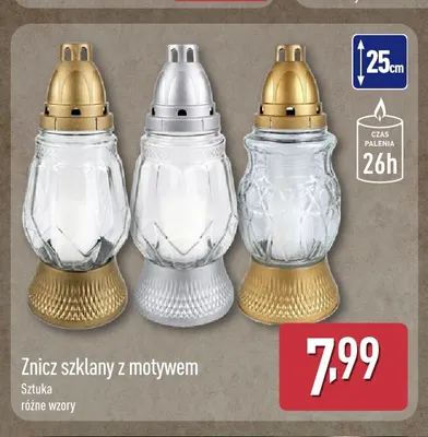 Znicz szklany z motywem promocja w Aldi
