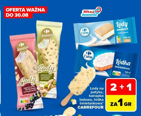 Lody Carrefour Extra Łódka śmietankowa promocja w Carrefour Market