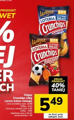Chipsy Crunchips Lorenz (różne rodzaje) promocja w Hitpol