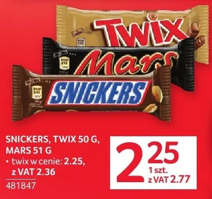 Batony Snickers, Twix, Mars 50 g Selgros promocja w Selgros