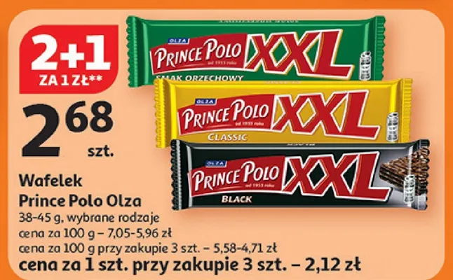 Wafelek Prince Polo Olza 38-45 g, wybrane rodzaje promocja w Auchan