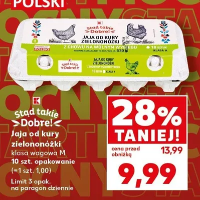 Jaja od kury zielononóżki Stąd takie Dobre! klasa wagowa M promocja w Kaufland