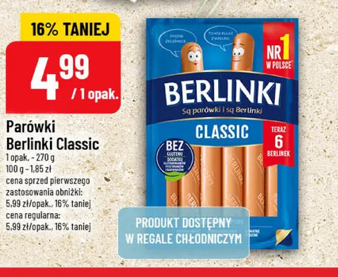 Parówki Berlinki Classic promocja w POLOmarket