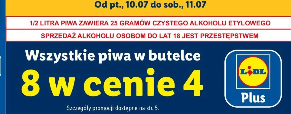 Piwa w butelce promocja w Lidl