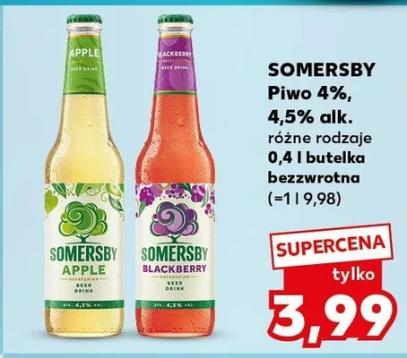 Piwo Somersby różne rodzaje Apple, Blackberry promocja w Kaufland