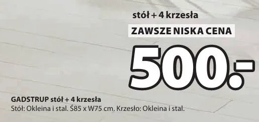 GADSTRUP stół + 4 krzesła promocja w Jysk