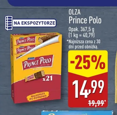 Wafelki Prince Polo Olza promocja w Aldi