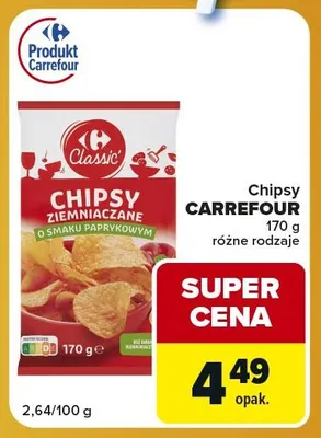Chipsy ziemniaczane o smaku paprykowym Carrefour Classic promocja w Carrefour Express