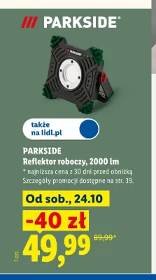 Reflektor roboczy Parkside 2000lm promocja w Lidl