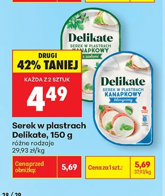 Serek w plastrach Delikate promocja w Biedronka