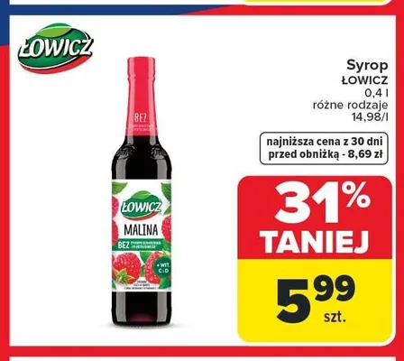 Syrop Łowicz Malina promocja w Carrefour